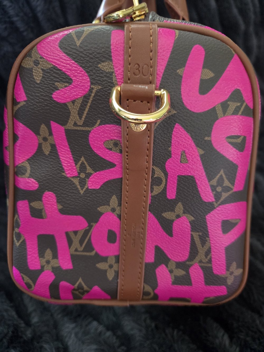 Vintage Pink Graffiti Speedy 30 Style Handbag - Picture 4 of 12